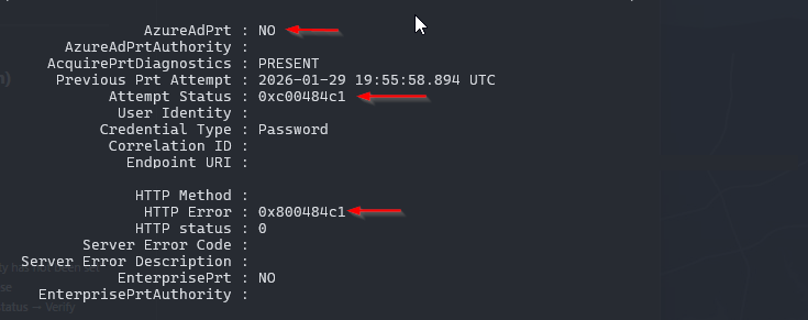 PRT status code error