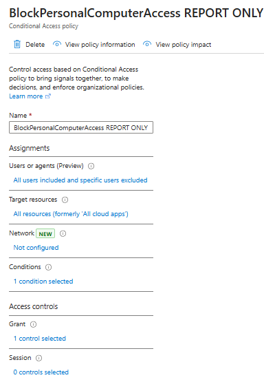 Report-Only CA policy