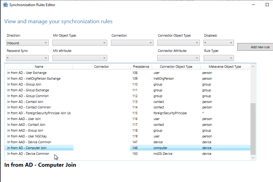 Synchronization Rules Editor