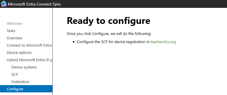 Entra Connect Ready to Configure